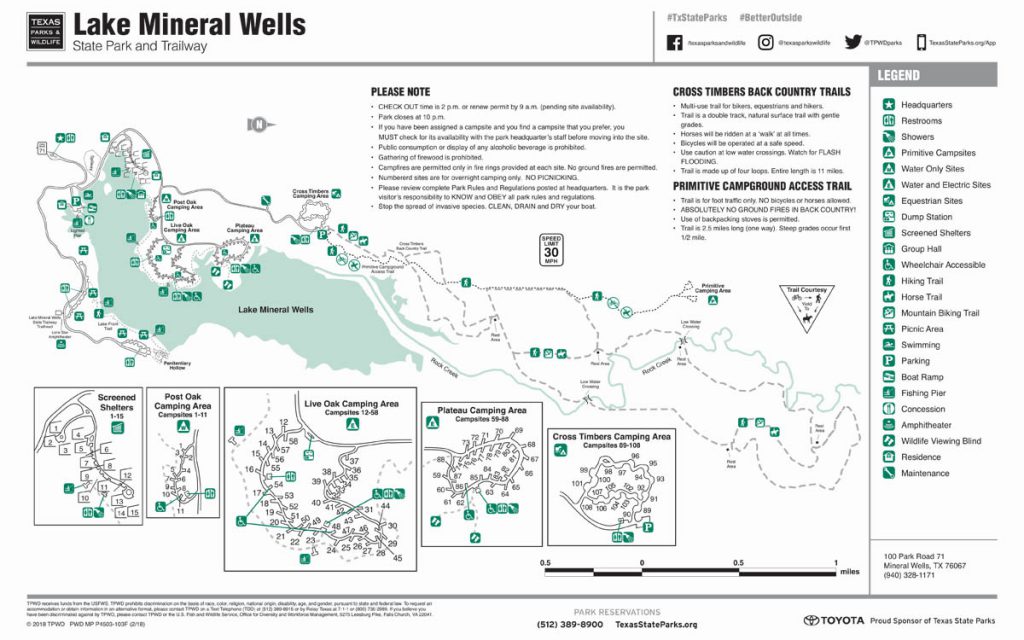Lake Mineral Wells State Park and Trailway map