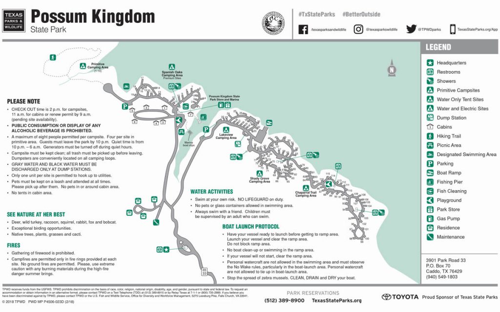 Possum Kingdom State Park Map