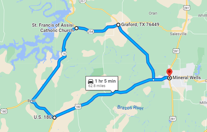Map of the Graford-Brad Scenic Loop from Mineral Wells through Graford and Brad Map of the Graford-Brad Scenic Loop from Mineral Wells through Graford and Brad