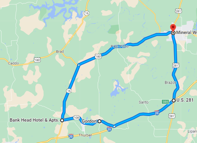 Map of the Strawn Scenic Loop from Mineral Wells through Strawn and Gordon Map of the Strawn Scenic Loop from Mineral Wells through Strawn and Gordon