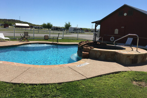 Coffee Creek RV Resort and Cabins office and pool area