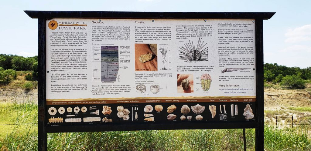 Mineral Wells Fossil Park Signage