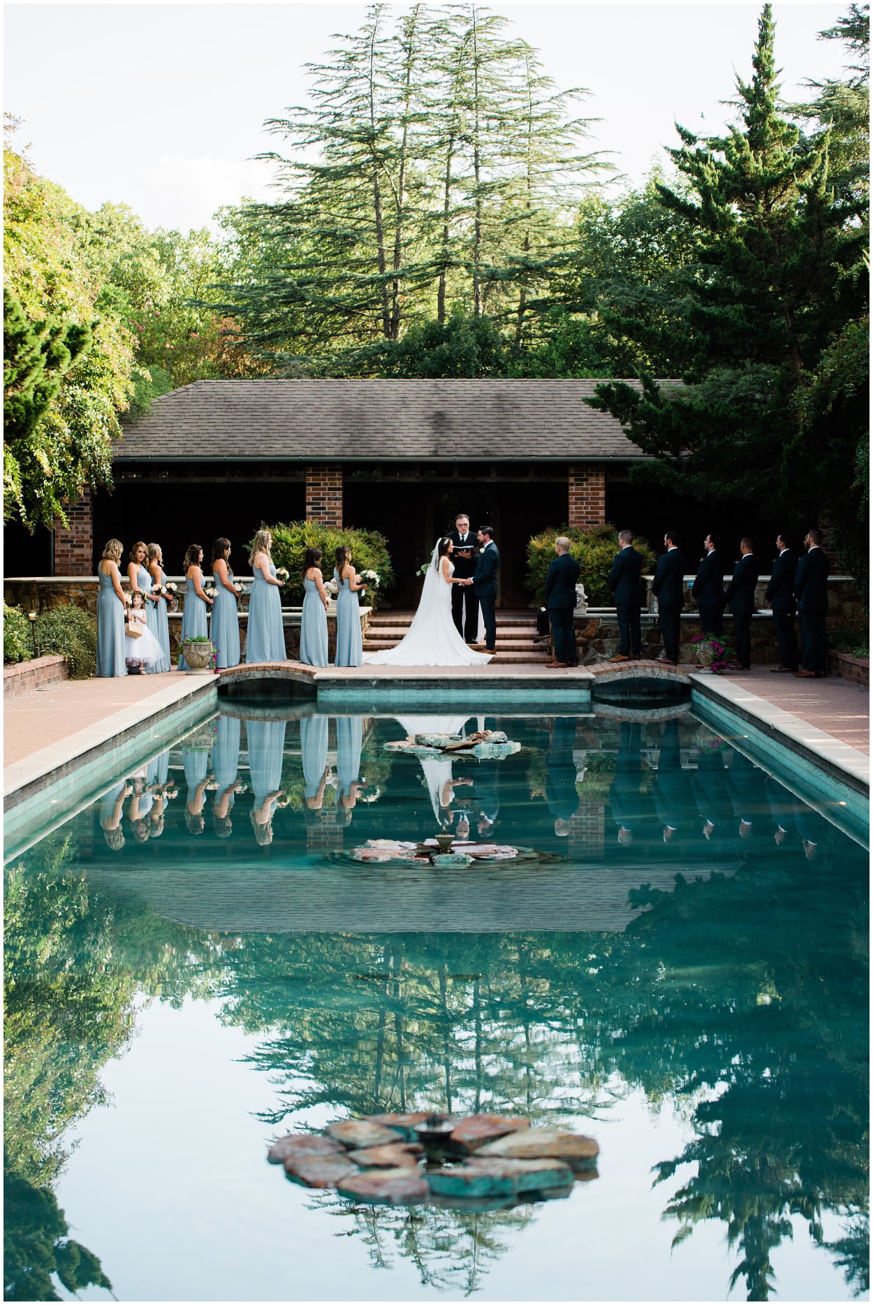 Clark Gardens pool during a Mineral Wells wedding