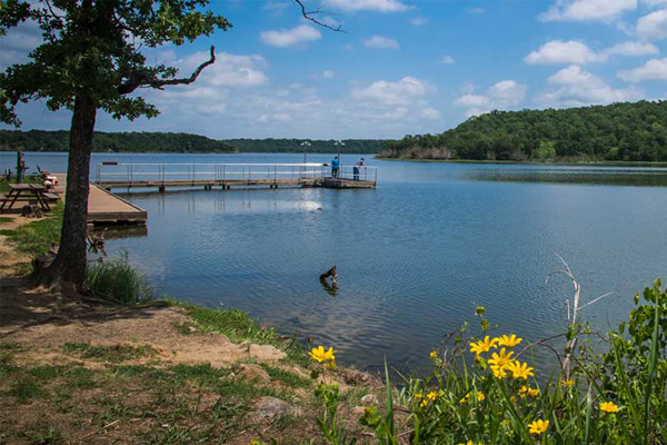 @ people fishing off dock at Lake Mineral Wells