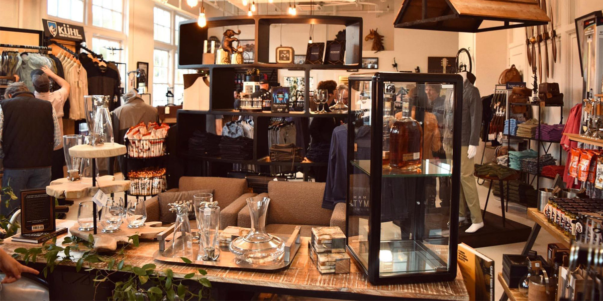 Mens apparel and accessories in a upscale boutique